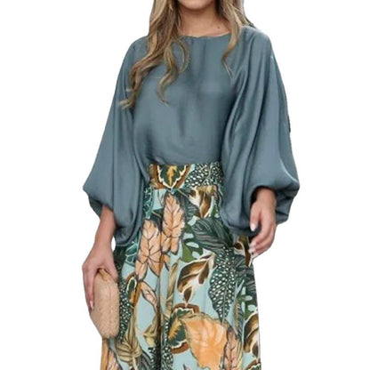 Conjunto Mujer Mangas Farol y Pantalón Ancho