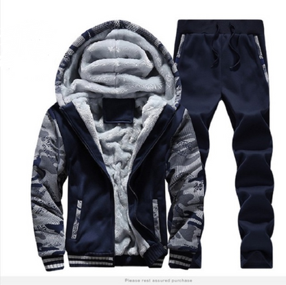 Conjunto de Vellón Otoño Invierno, Sudadera y Chaqueta Casual para Hombres