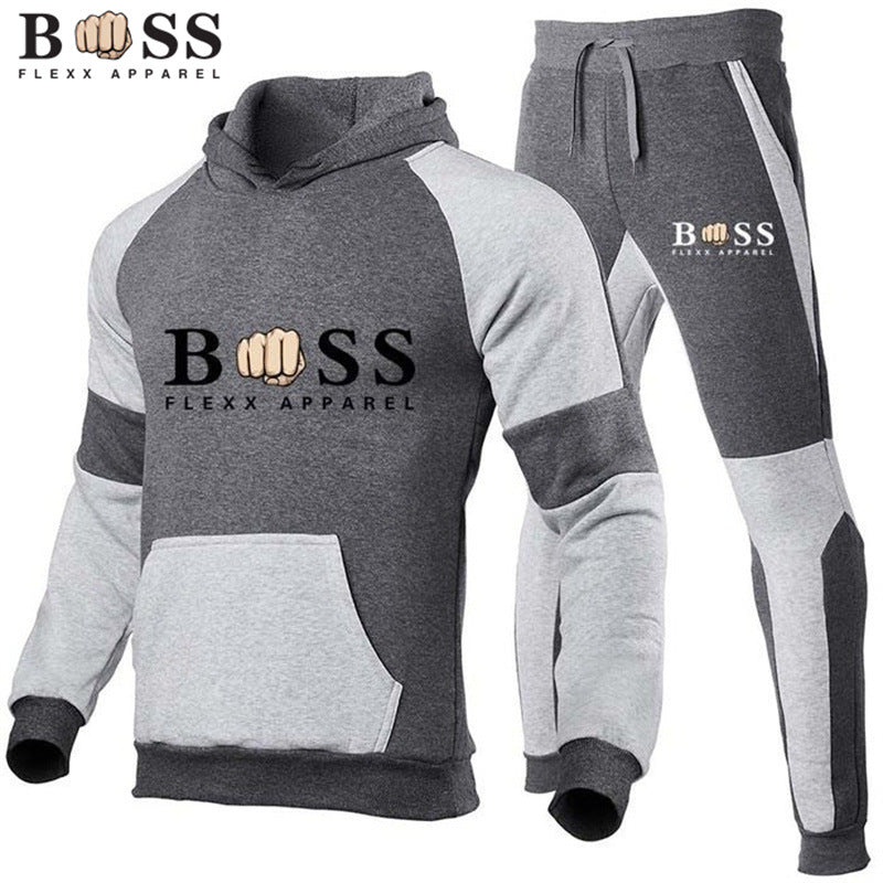 Conjunto de Sudadera y Pantalones de Chándal de Forro Polar para Hombre para Otoño e Invierno