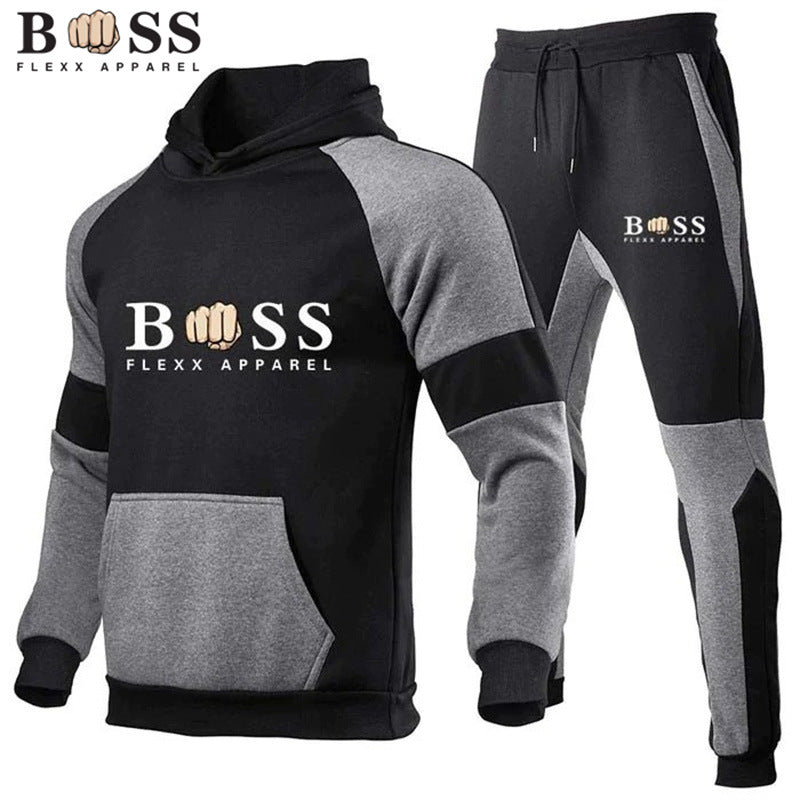 Conjunto de Sudadera y Pantalones de Chándal de Forro Polar para Hombre para Otoño e Invierno