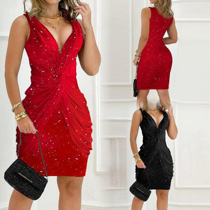 Vestido de Verano Cuello V con Lazo Mujer