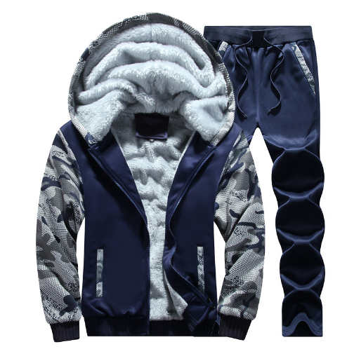 Conjunto de Vellón Otoño Invierno, Sudadera y Chaqueta Casual para Hombres