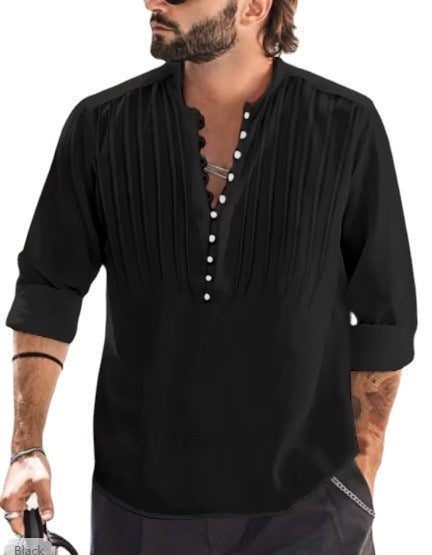 Camisa Casual de Algodón y Lino Hombre