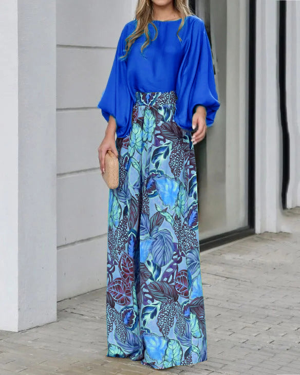 Conjunto Mujer Mangas Farol y Pantalón Ancho