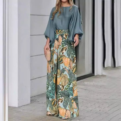 Conjunto Mujer Mangas Farol y Pantalón Ancho