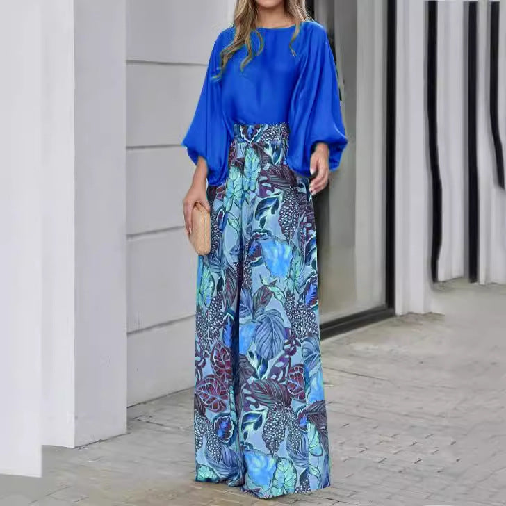 Conjunto Mujer Mangas Farol y Pantalón Ancho