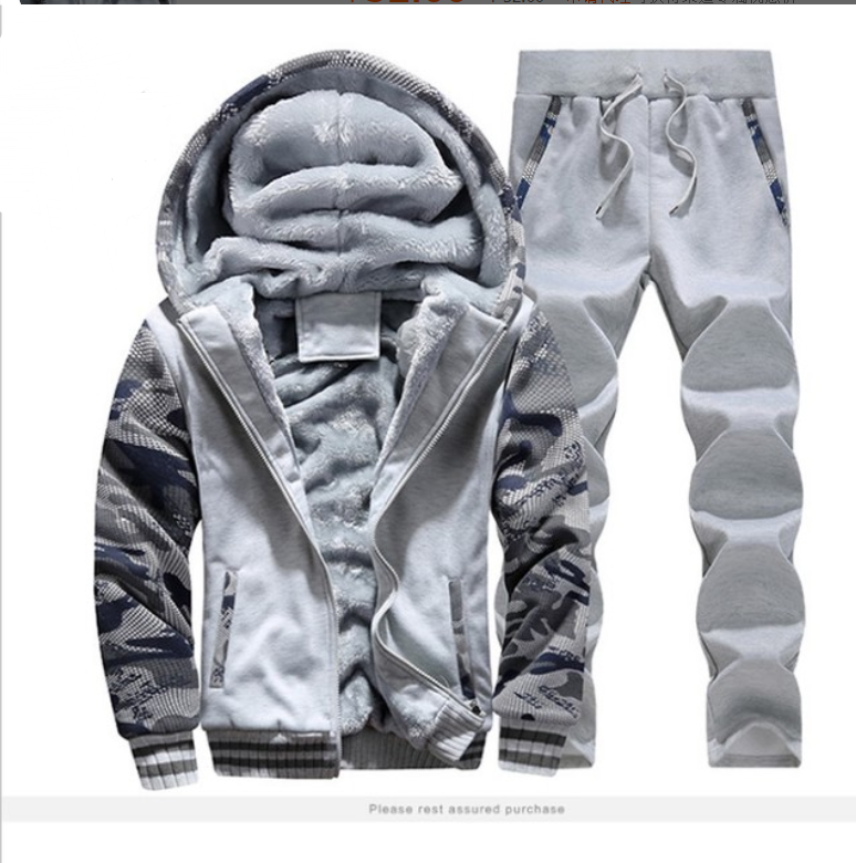 Conjunto de Vellón Otoño Invierno, Sudadera y Chaqueta Casual para Hombres