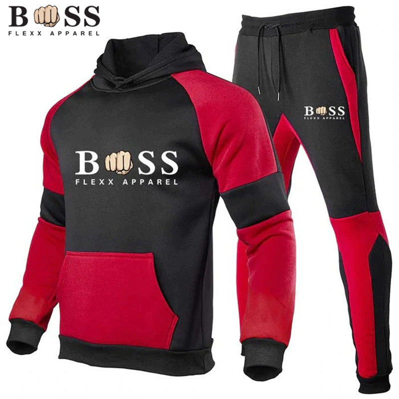 Conjunto de Sudadera y Pantalones de Chándal de Forro Polar para Hombre para Otoño e Invierno