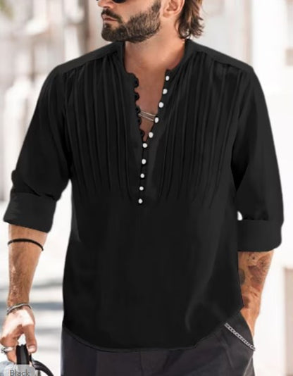 Camisa Casual de Algodón y Lino Hombre